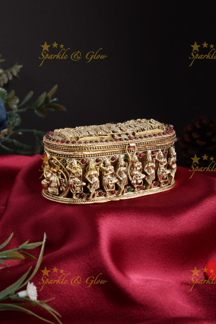 Elegant gold alike Dashavathar kumkum box