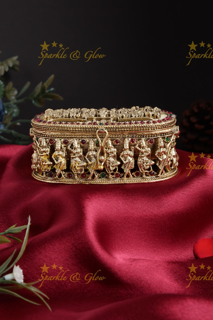 Elegant gold alike Dashavathar kumkum box