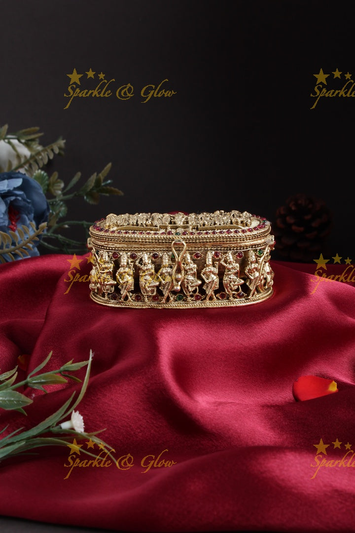 Elegant gold alike Dashavathar kumkum box