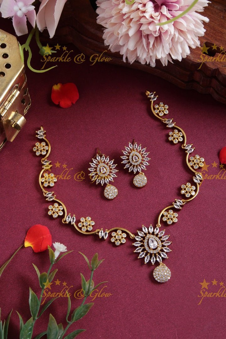 Budgetted Premium matte floral ad necklace - White - Sparkle and Glow - White - Back Thread
