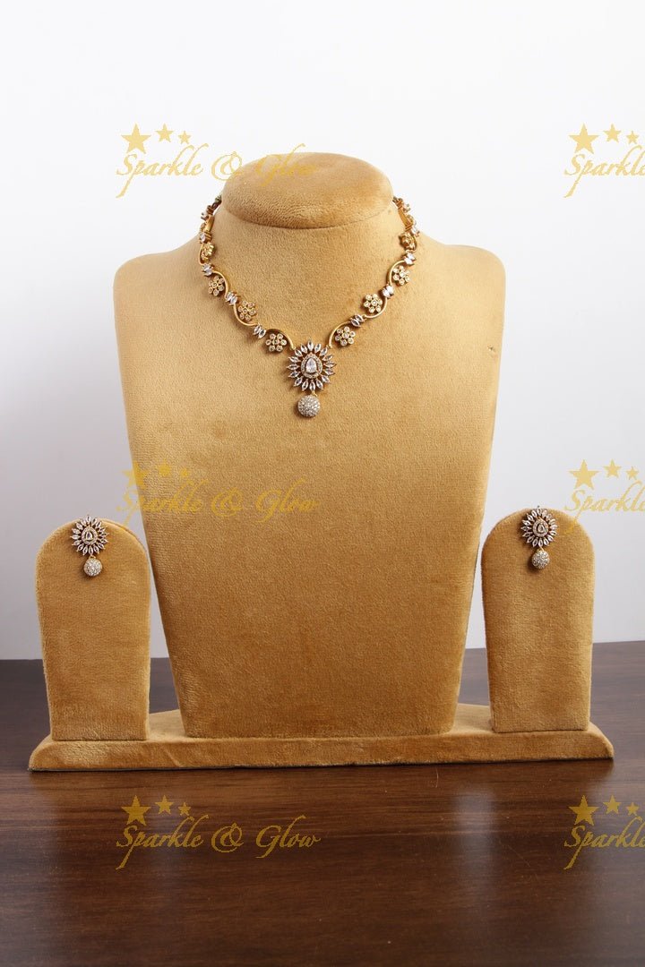 Budgetted Premium matte floral ad necklace - White - Sparkle and Glow - White - Back Thread