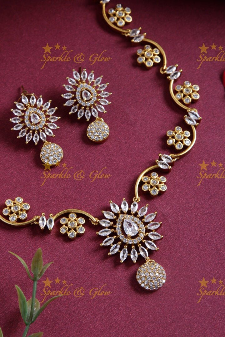 Budgetted Premium matte floral ad necklace - White - Sparkle and Glow - white Pink - Back Thread
