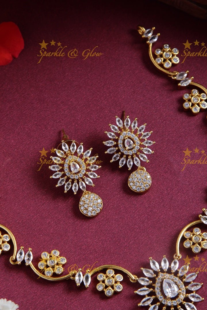 Budgetted Premium matte floral ad necklace - White - Sparkle and Glow - white Pink - Back Thread