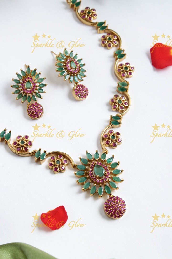 Budgetted Premium matte floral ad necklace - White - Sparkle and Glow - White - Back Thread