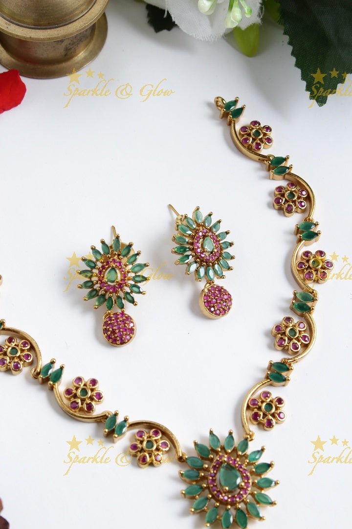 Budgetted Premium matte floral ad necklace - White - Sparkle and Glow - White - Back Thread