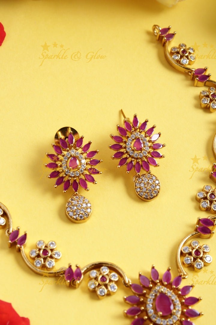 Budgetted Premium matte floral ad necklace - White - Sparkle and Glow - white Pink - Back Thread