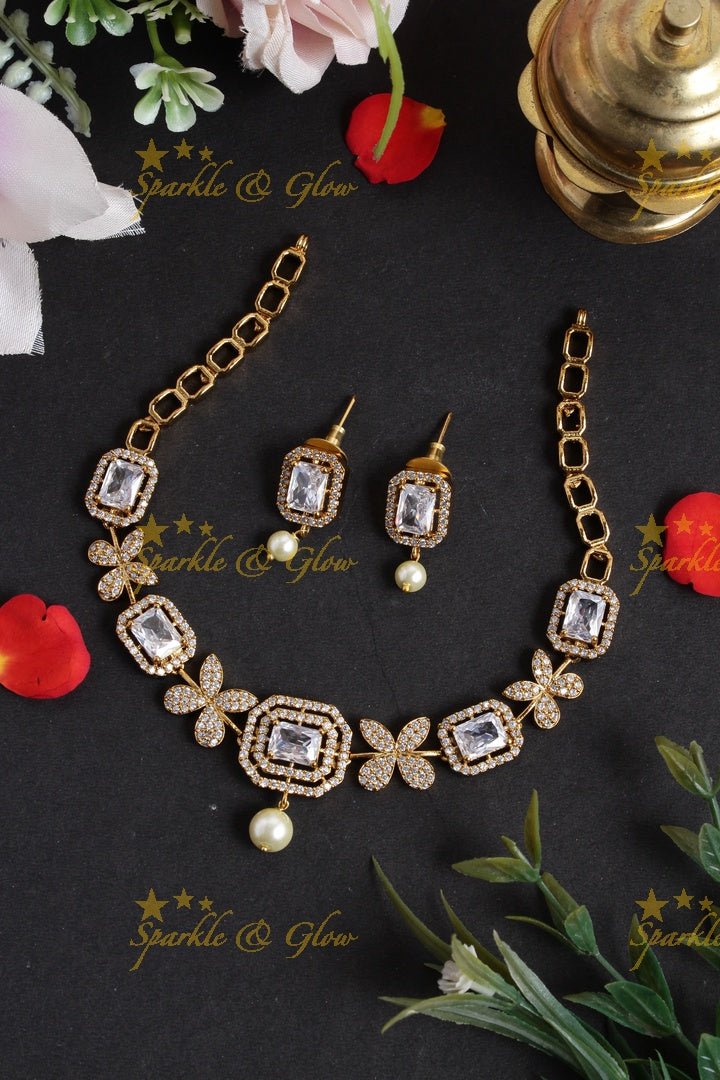 Budgetted Premium matte floral ad necklace - Pastel Pink - Sparkle and Glow - White - Back Thread