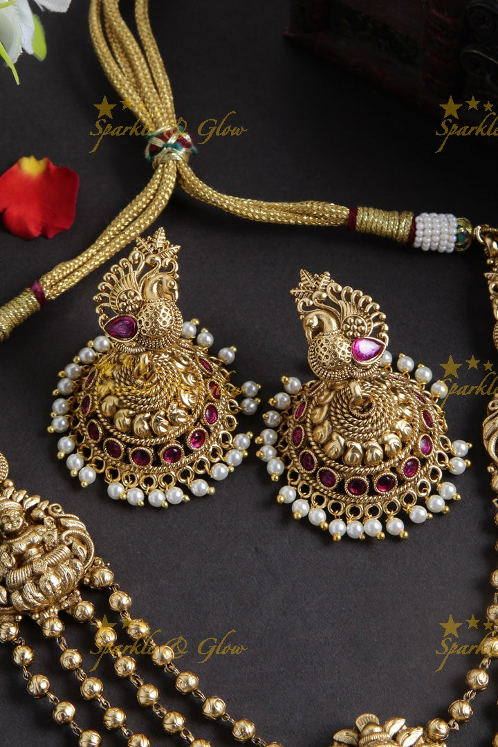 Gold alike Statement Lakshmi layer gold beads necklace