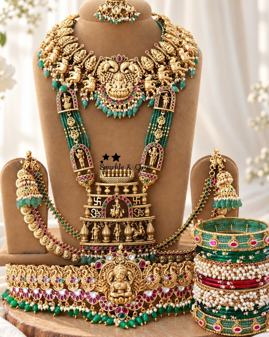 "POV: You found your dream Temple Bridal Set! 😍"
Wedding Season Sale Get 15% discount on sitewide
Get Free Gift Above 10k
Get free Domestic shipping
above 2000/- and for international its discounted shipping

1.ID 34689
2.ID 34688
3.ID L-13156,S-8780,EC-10394,M- 25116,H-7695
4.ID L-15386,S-19995,C-1416,EC-27951,H-7695
5.ID L-6506,S-27543,C-6913,EC-1098,H-13309
6.ID 34687
7.ID L-15391,S-19980,C-1416,EC-27936H-15487

visit website to place your order, link in the bio
www.sparkleandglow.co.in
Note: We don't t