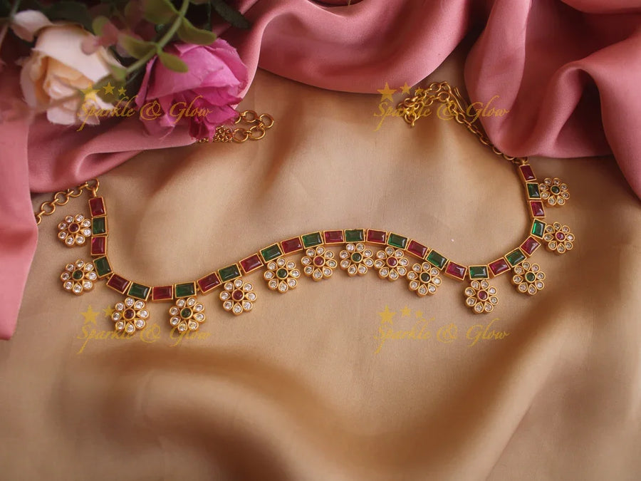 Stunning floral stone kids hipchain - Pink Green - Sparkle and Glow