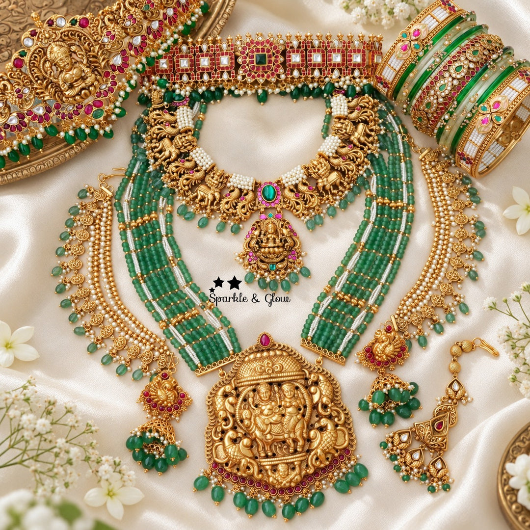 👑 Every South Indian Bride Deserves This Royal Temple Jewellery!
Wedding Season Sale Get 15% discount on sitewide
Get Free Gift Above 10k
Get free Domestic shipping
above 2000/- and for international its discounted shipping

1.ID L-27690,C-16174,EC-27951,H-31018,M-25122
2.ID L-15386,S-19995,C-1416,EC-27951,H-7695,M-25116
3.ID L-29033,S-26698,C-27729,EC-21551,H-27755,M-29078
4.ID L-15391,S-19980,C-1416,EC-27936H-15487,M-25122
5.ID L-6506,S-27543,C-6913,EC-1098,H-13309,M-25107
6.ID L-23404,C-20014,EC-27931,H