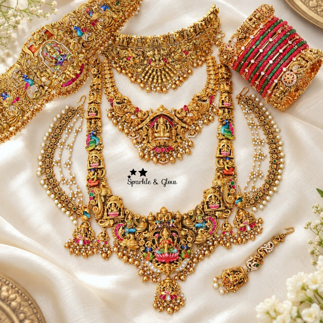 👑 Every South Indian Bride Deserves This Royal Temple Jewellery!
Wedding Season Sale Get 15% discount on sitewide
Get Free Gift Above 10k
Get free Domestic shipping
above 2000/- and for international its discounted shipping

1.ID L-27690,C-16174,EC-27951,H-31018,M-25122
2.ID L-15386,S-19995,C-1416,EC-27951,H-7695,M-25116
3.ID L-29033,S-26698,C-27729,EC-21551,H-27755,M-29078
4.ID L-15391,S-19980,C-1416,EC-27936H-15487,M-25122
5.ID L-6506,S-27543,C-6913,EC-1098,H-13309,M-25107
6.ID L-23404,C-20014,EC-27931,H