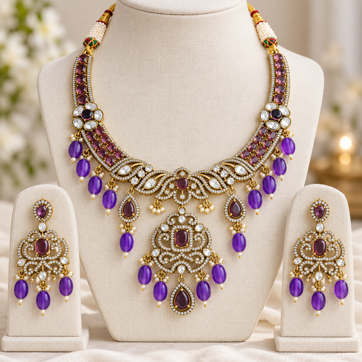 Green Victorian AD Kundan Short Necklace