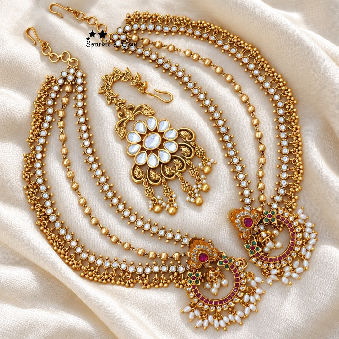 👑 The ultimate South Indian bridal jewellery combo!
Wedding Season Sale Get 20% discount on sitewide
Get Free Gift Above 10k
Get free Domestic shipping
above 2000/- and for international its discounted shipping

1.ID E-28435,EC-12951,M-12056
2.ID E-2769,EC-28349,M-34510
3.ID E-6298,EC-12305,M-25133
4.ID E-23143,EC-28326,M-25107
5.ID E-28218,EC-33322,M-27333
6.ID E-28214,EC- 32639,M-25124
7.ID E-20991,EC-19081,M-25122
8.ID E-23181,EC-23289,M-29078
9.ID E-28275,EC-31709,M-26868

visit website to place your o