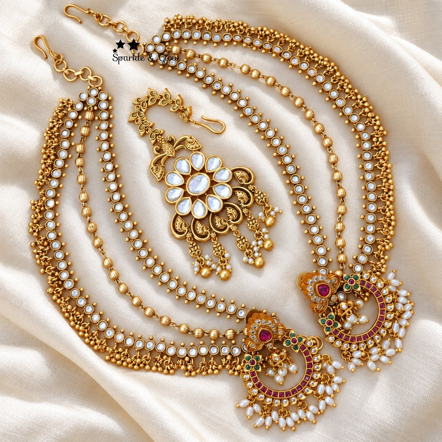 👑 The ultimate South Indian bridal jewellery combo!
Wedding Season Sale Get 20% discount on sitewide
Get Free Gift Above 10k
Get free Domestic shipping
above 2000/- and for international its discounted shipping

1.ID E-28435,EC-12951,M-12056
2.ID E-2769,EC-28349,M-34510
3.ID E-6298,EC-12305,M-25133
4.ID E-23143,EC-28326,M-25107
5.ID E-28218,EC-33322,M-27333
6.ID E-28214,EC- 32639,M-25124
7.ID E-20991,EC-19081,M-25122
8.ID E-23181,EC-23289,M-29078
9.ID E-28275,EC-31709,M-26868

visit website to place your o