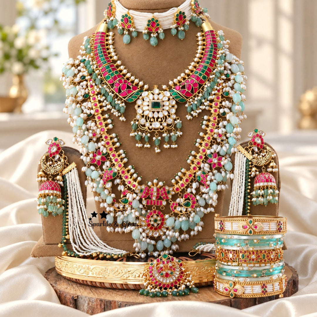 "POV: You Just Found Your Dream Jadau Bridal Set! 😍✨"
Wedding Season Sale Get 20% discount on sitewide
Get Free Gift Above 10k
Get free Domestic shipping
above 2000/- and for international its discounted shipping

1.ID L-23722,S-19657,C-11074,E-24929,EC-16518,H-34411
2.ID L-22660,S- 22645,C-22699,E-25850,EC-24929,H-34412
3.ID L-10026,S-21647,C-6498,E-20918,EC-27931,H-34411

visit website to place your order, link in the bio
www.sparkleandglow.co.in
Note: We don't take orders from any other Instagram pages 