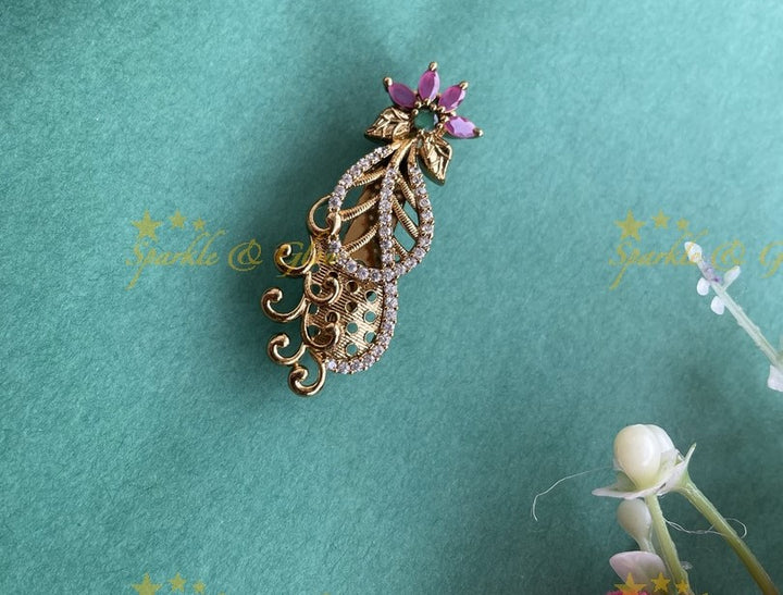 Sparkling ring design AD saree pin or brooch