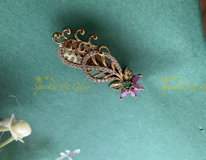 Sparkling ring design AD saree pin or brooch