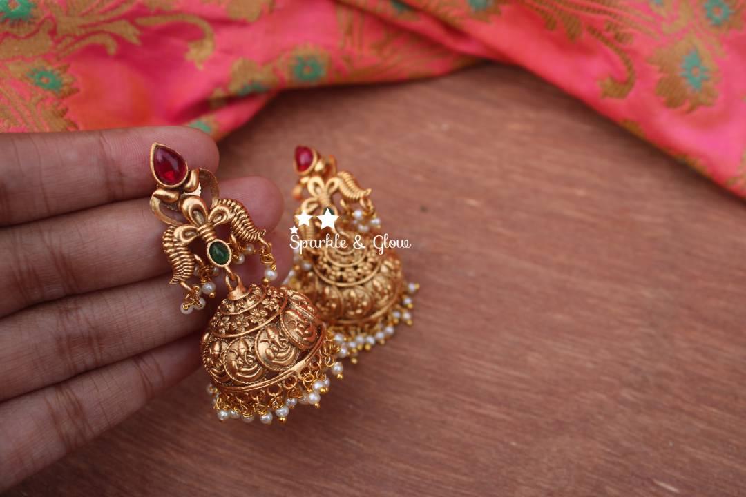 Peacock Kasu Jhumkas | Traditional Design