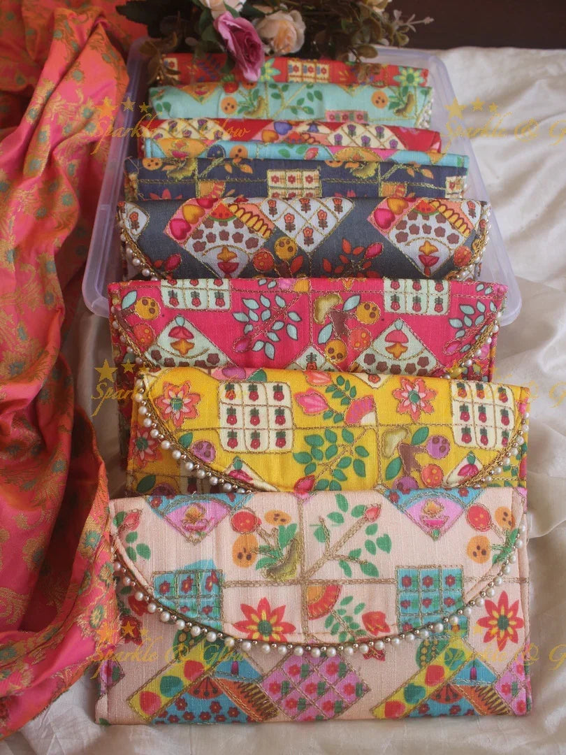 Digital print 8.5*5 inch clutch return gifts - Sparkle and Glow