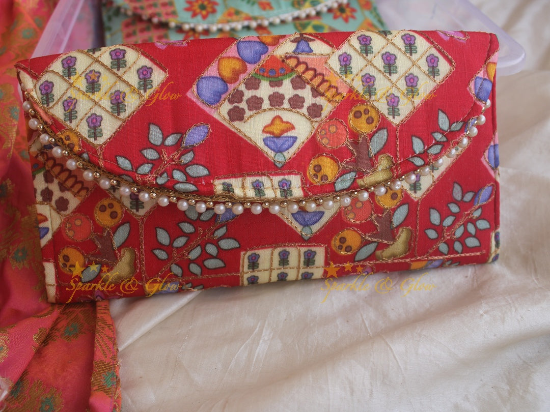 Digital print 8.5*5 inch clutch return gifts