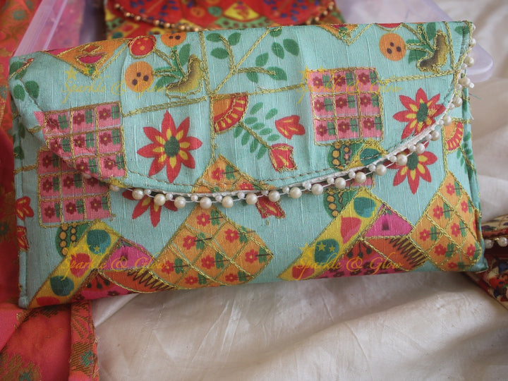 Digital print 8.5*5 inch clutch return gifts