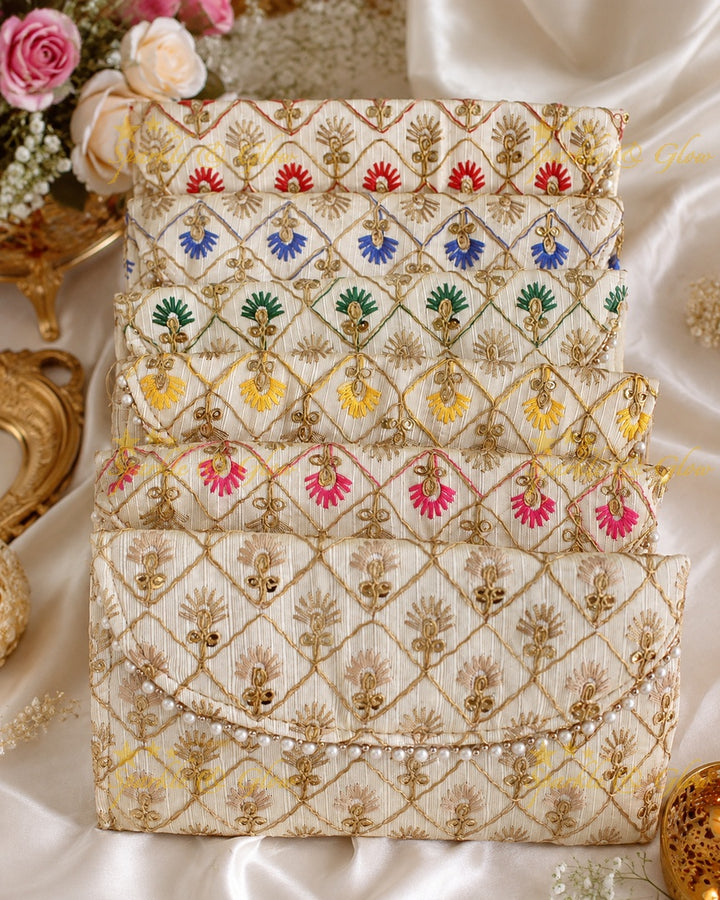 Embroidered Clutch 8x4" - Elegant Return Gift- Set of 10pcs