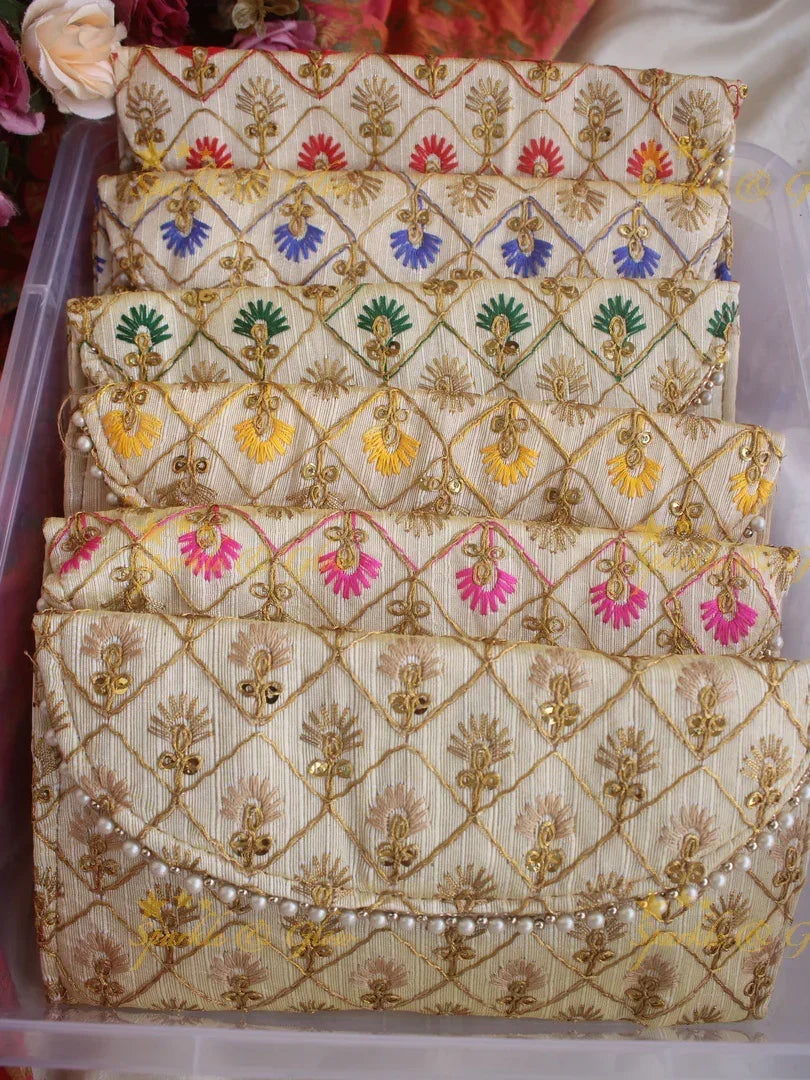 Embroiderd 8* 4 inch clutch return gifts - Sparkle and Glow