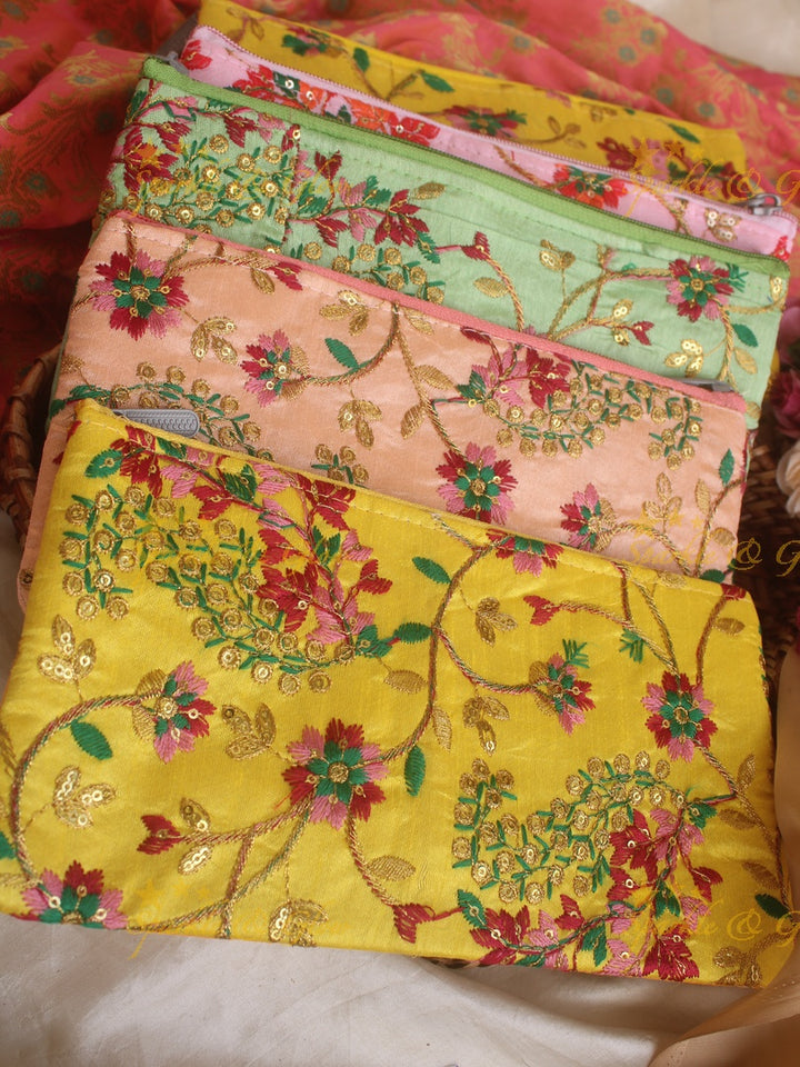 Embroiderd 10*5 inch two ziper pouch return gifts
