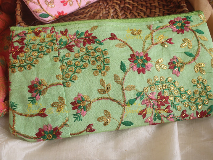 Embroiderd 10*5 inch two ziper pouch return gifts