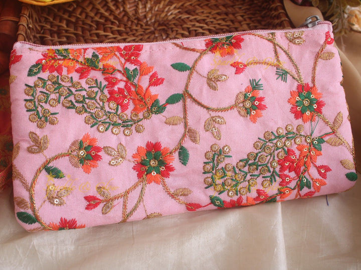 Embroiderd 10*5 inch two ziper pouch return gifts