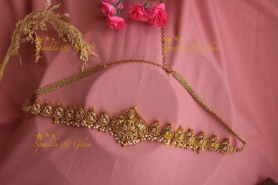 Stunning gold alike Lakshmi peacock hipchain