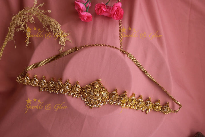 Stunning gold alike Lakshmi peacock hipchain