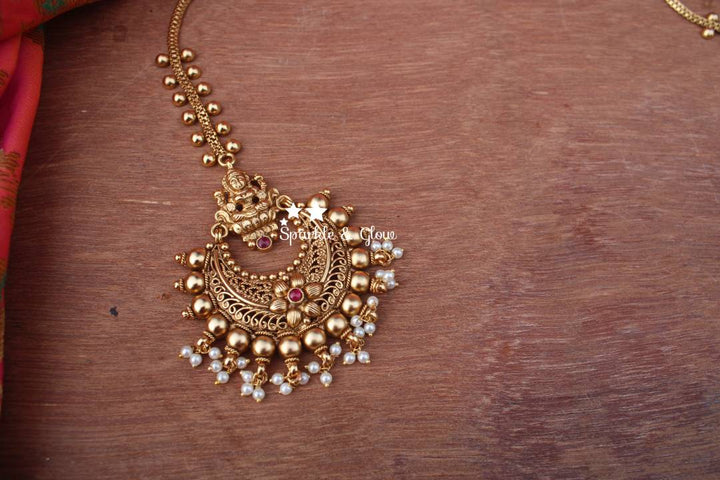 Gold alike polished chandbali style maang tikka