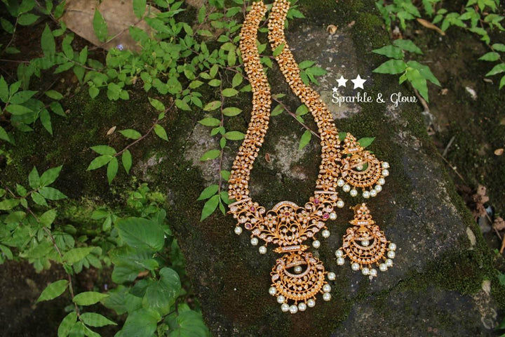 Premium quality matte CZ stone gorgeous non idol haram - Multi Green - Sparkle and Glow