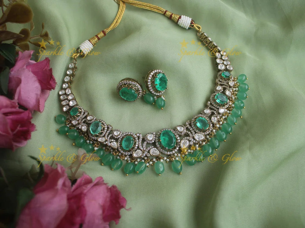 Stunning Victorian AD necklace with purple colour stones and beads - Sparkle and Glow