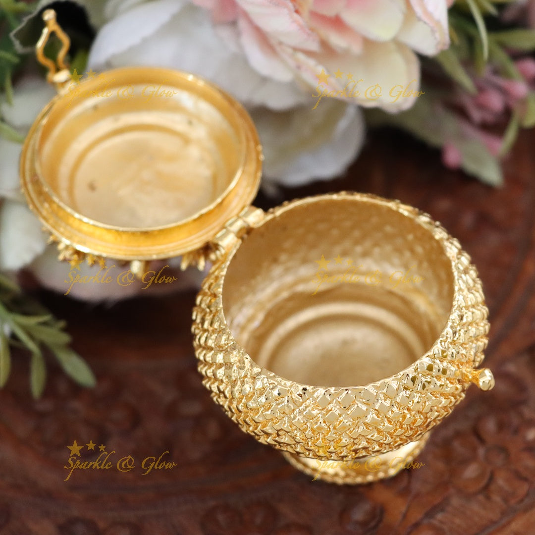 Exquisite Gold Kumkum Box for Weddings & Festivals