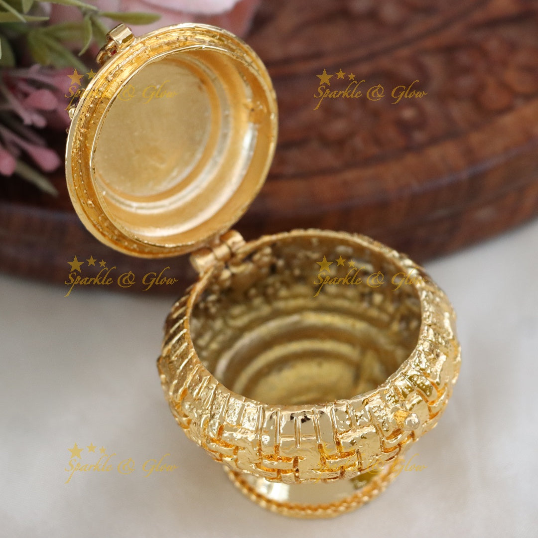 Exquisite Gold Kumkum Box for Weddings & Festivities