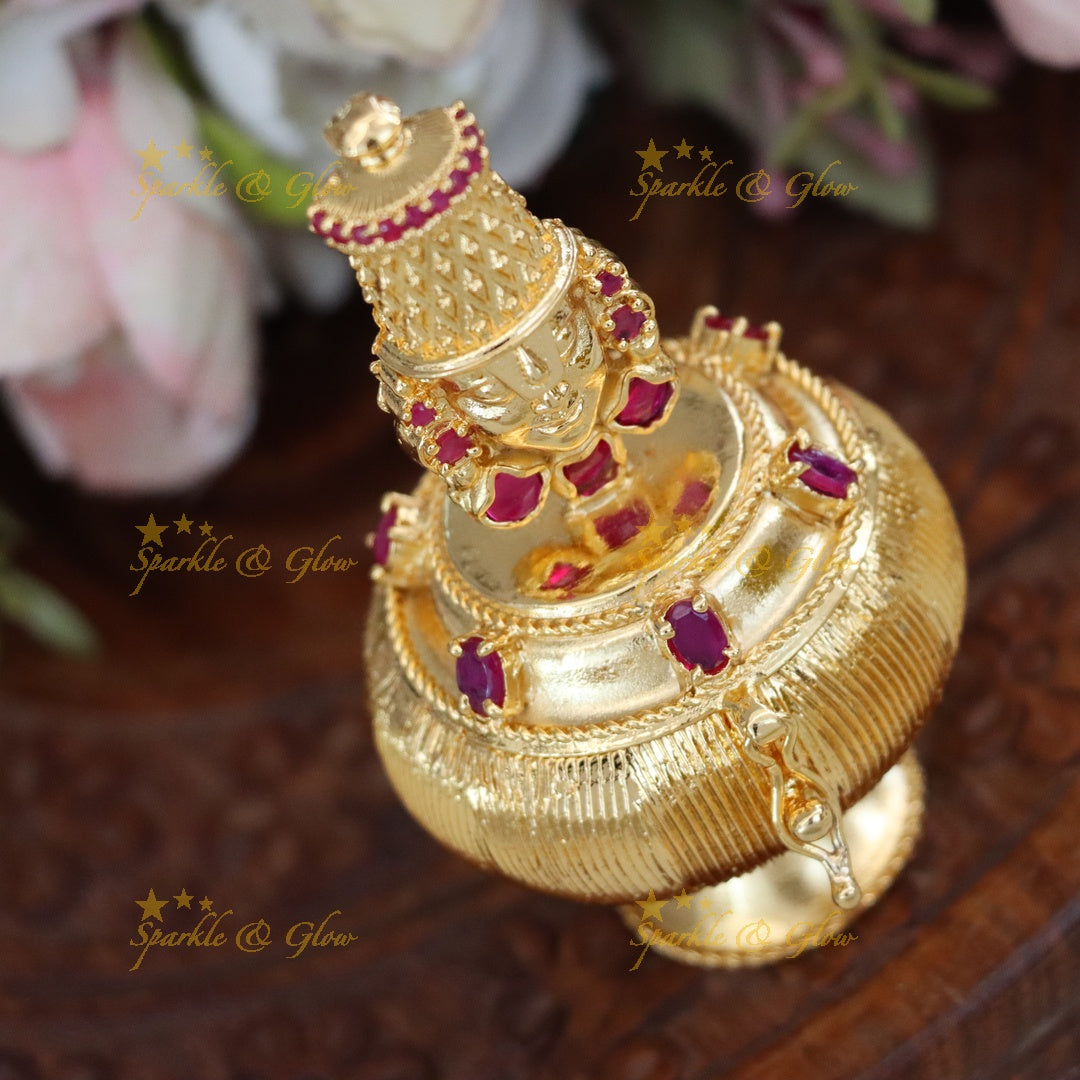 Temple Gold Kumkum Box for Festive Elegance | New Arrival