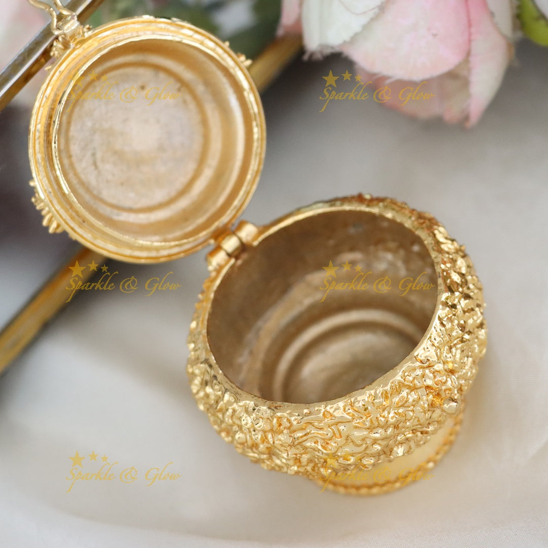Shimmering Gold Tone Kumkum Box for Celebrations