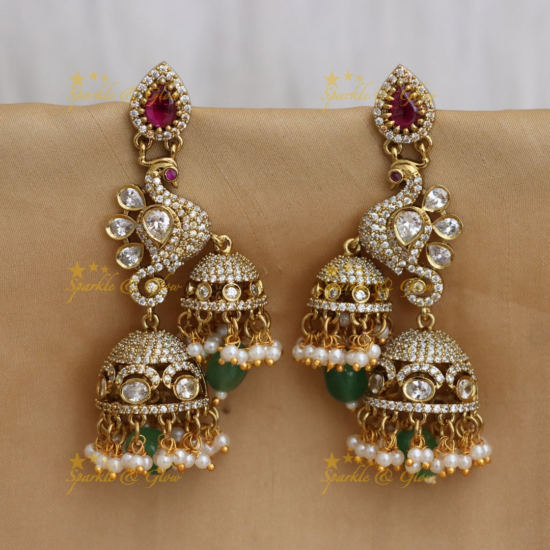 Exquisite Peacock Jhumkas - Captivating Elegance