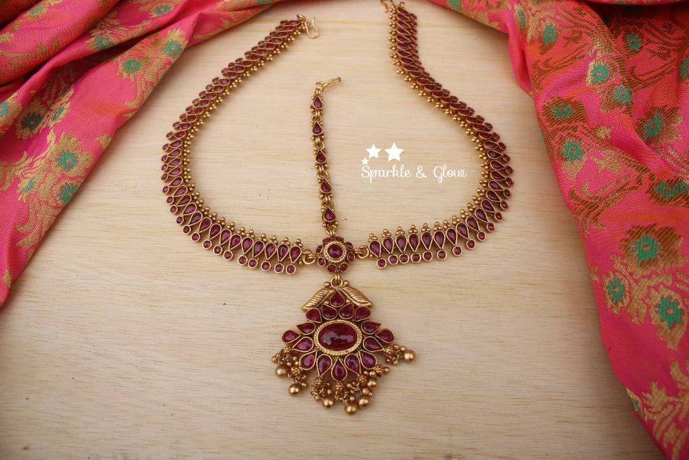 Bridal three sided kemp maang tikka - Kemp - Sparkle and Glow - Kemp - 