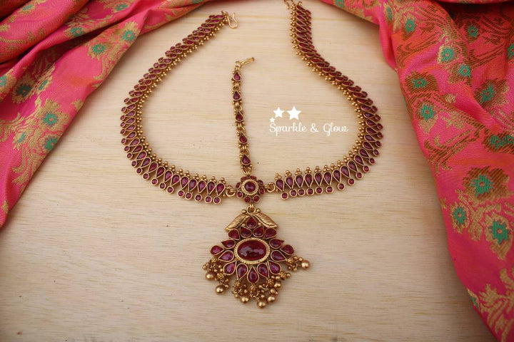 Bridal three sided kemp maang tikka - Kemp - Sparkle and Glow - Kemp - 
