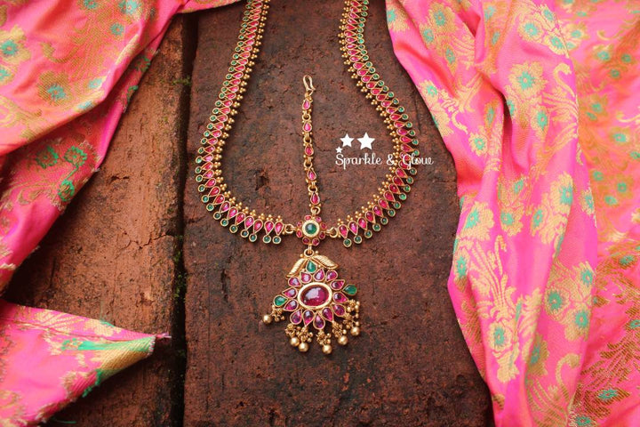 Bridal three sided kemp maang tikka - Kemp - Sparkle and Glow - Multi - 