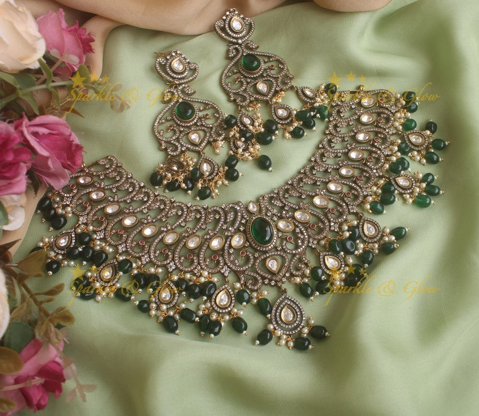 Gorgeous Victorian AD necklace with baby pink colour stones and beads - baby pink