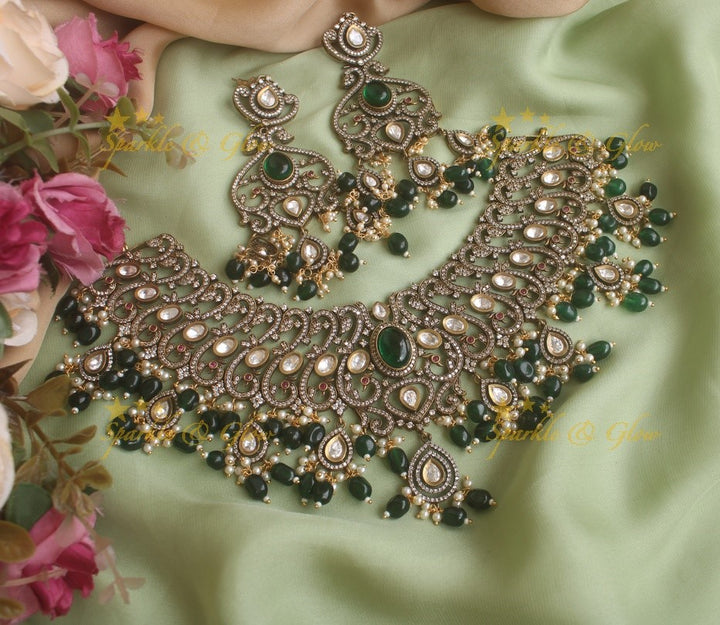 Gorgeous Victorian AD necklace with baby pink colour stones and beads - baby pink