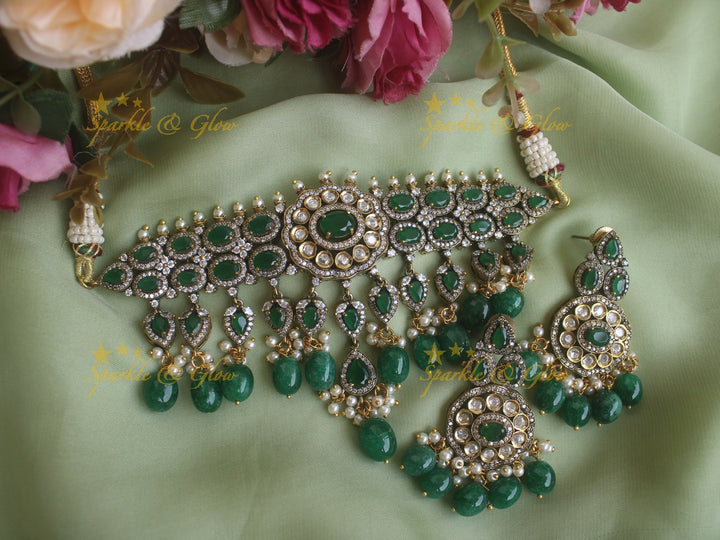 Beautiful Victorian AD choker with pearls baby pink stones and beads - baby pink