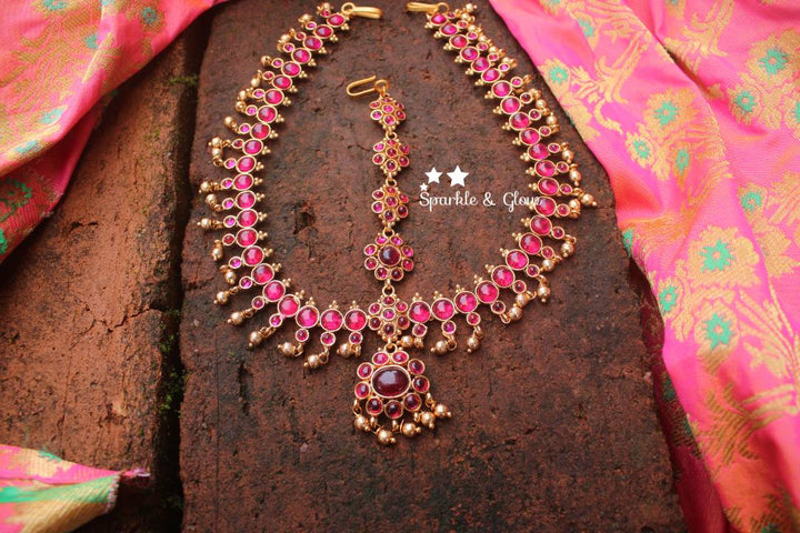 Bridal three sided kemp maang tikka