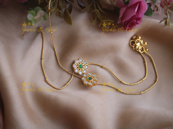 Beautiful floral jadau anklet