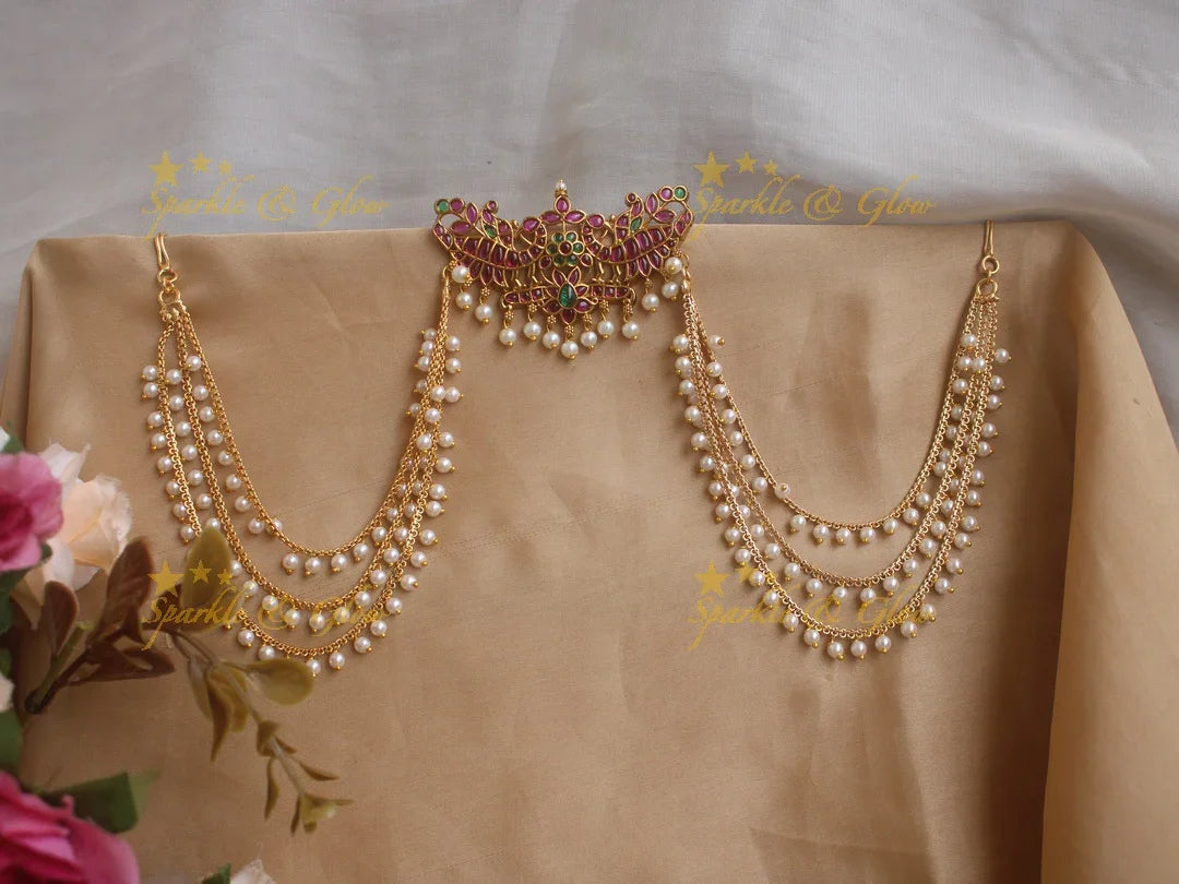 Beautiful flower and leaf design Jada billa with maatil - Sparkle and Glow